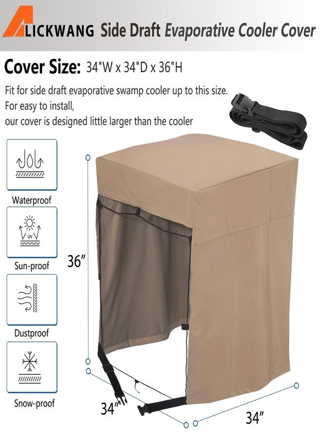 Alickwang Side Draft Evaporative Cooler Cover,Heavy Duty 600D Rain and Snow Protection Swamp Cooler Cover,Equipped with 2 Bayonet Straps, for Side Draft Swamp Cooler Weatherproof Covers,34"W x 34"D x 36"H - Image 2